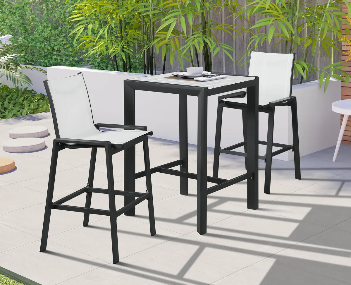 Nizuc - Outdoor Patio Square Bar Table - White - View 2