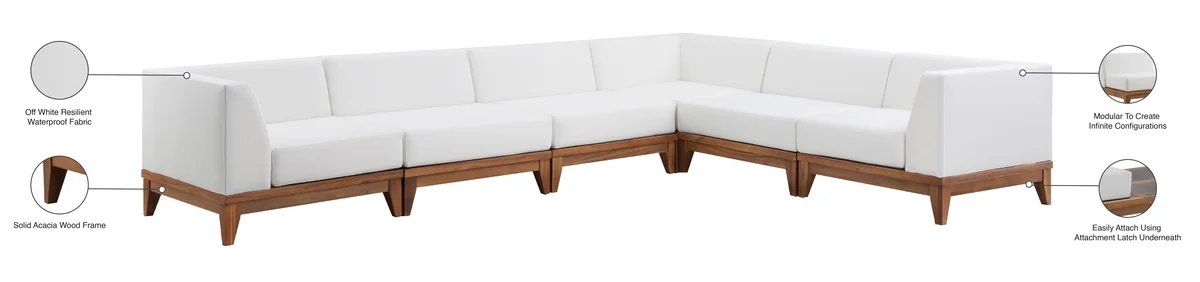Rio - 6 Piece Modular Sectional - Off White - Fabric