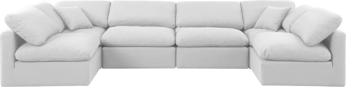 Indulge - Linen 6 Piece Modular U-Shaped Sectional - White - View 2