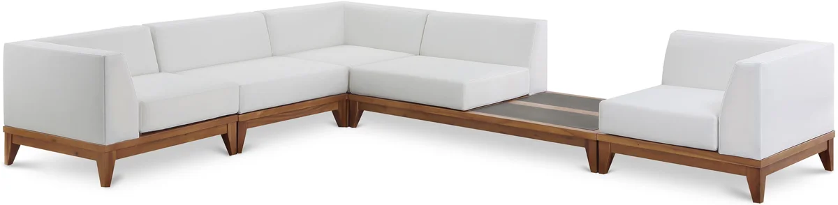 Rio - 5 Piece Modular Sectional - Off White - Wood