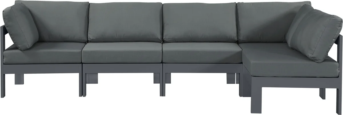 Nizuc - Outdoor Patio 5 Piece Modular Sectional With Gray Frame - Gray - View 2