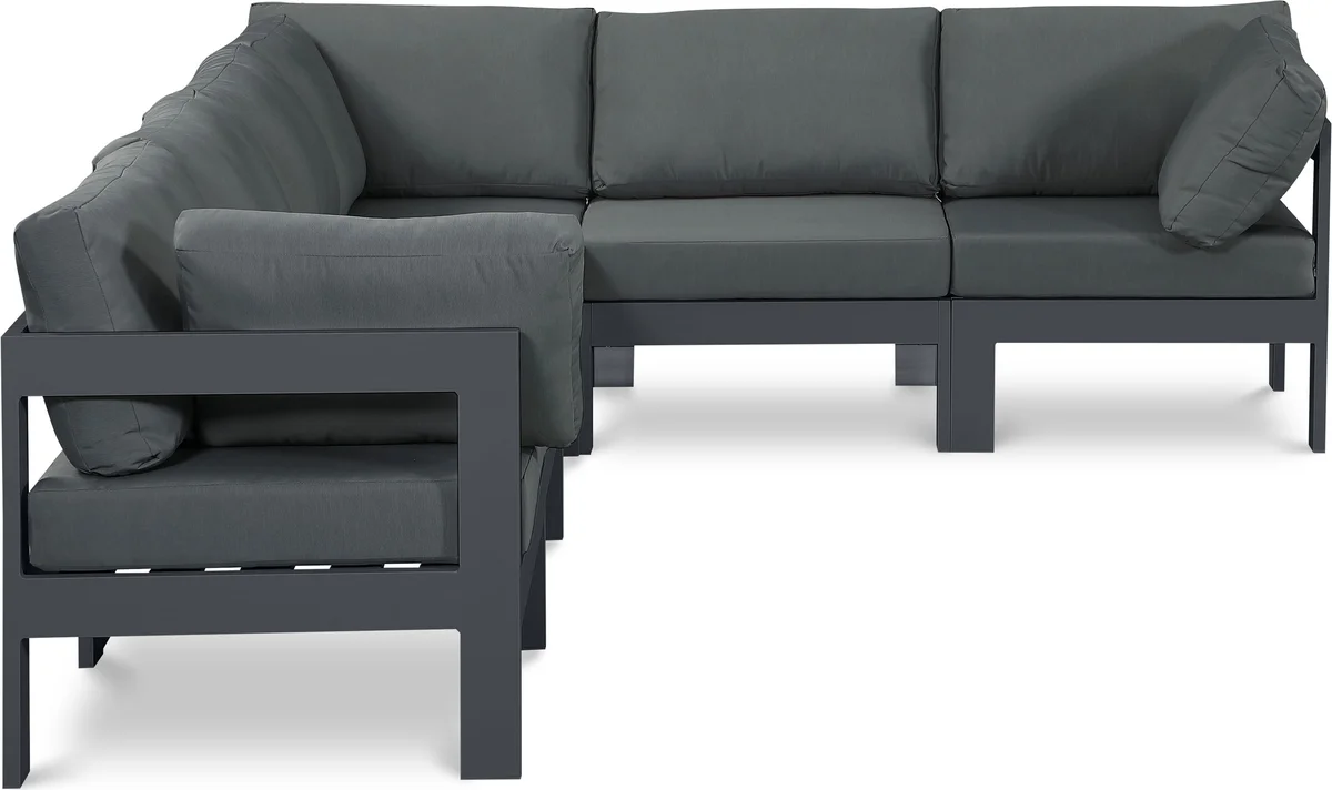 Nizuc - Outdoor Patio 6 Piece Modular Sectional With Gray Frame - Gray