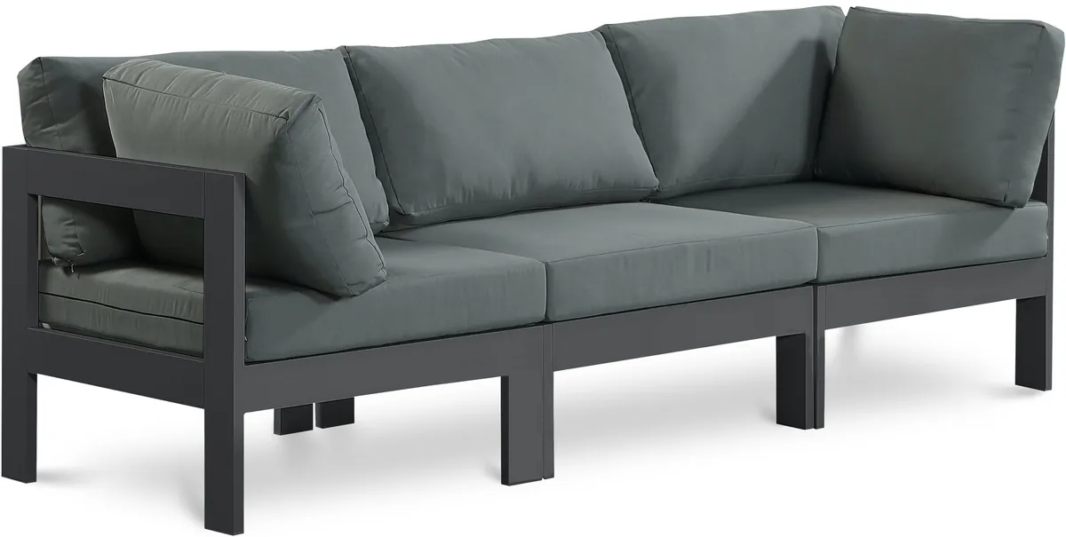 Nizuc - Outdoor Patio 3 Seat Modular Sofa With Gray Frame - Gray