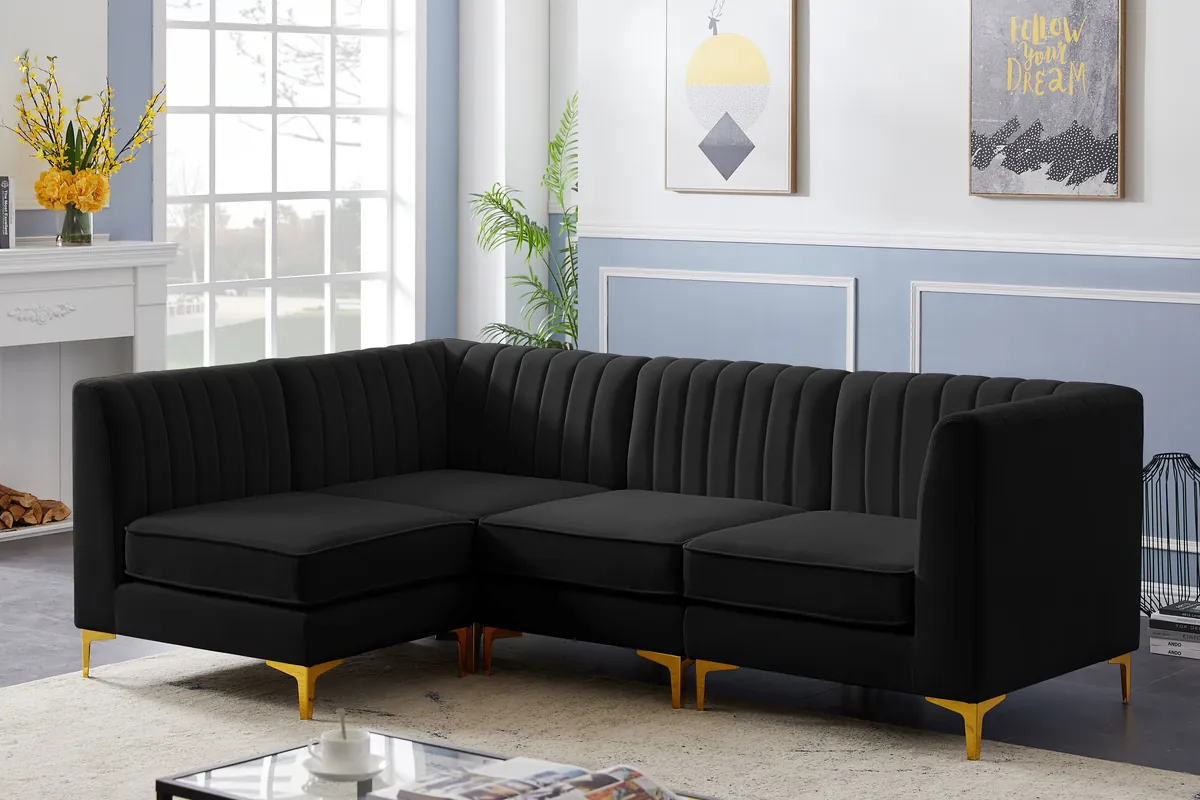 Alina - 4 Piece Modular L-Shaped Sectional - Black