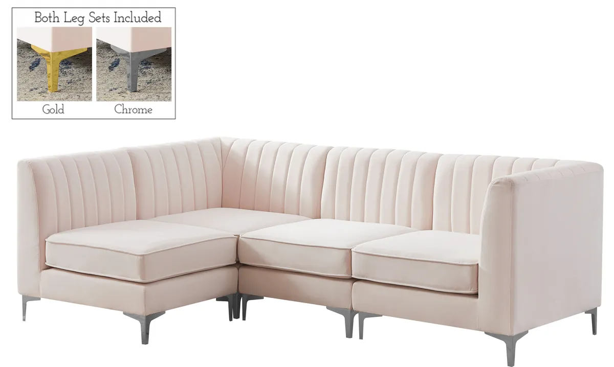 Alina - 4 Piece Modular L-Shaped Sectional - Pink