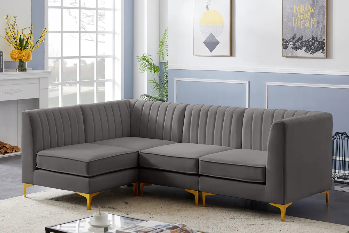 Alina - 4 Piece Modular L-Shaped Sectional - Gray