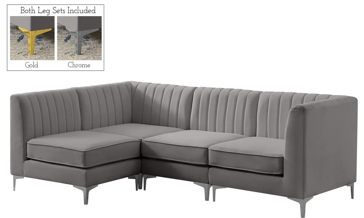 Alina - 4 Piece Modular L-Shaped Sectional - Gray