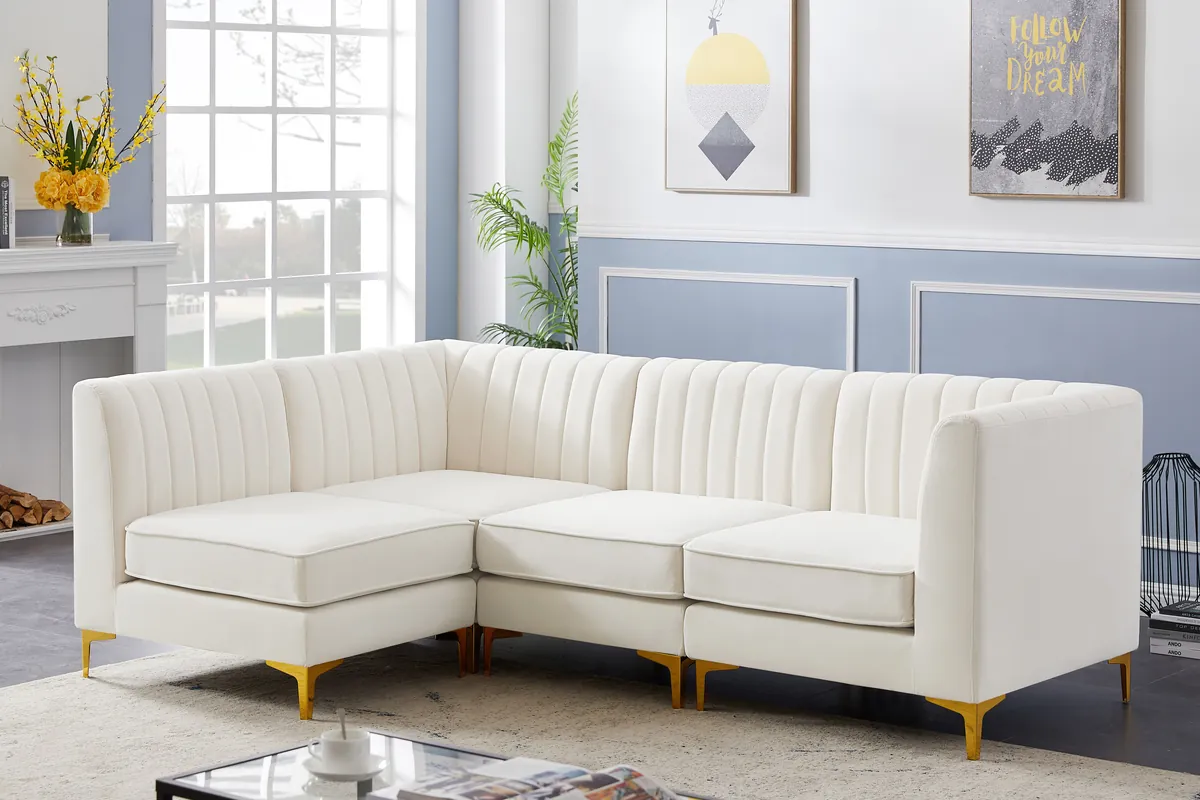 Alina - 4 Piece Modular L-Shaped Sectional - Cream