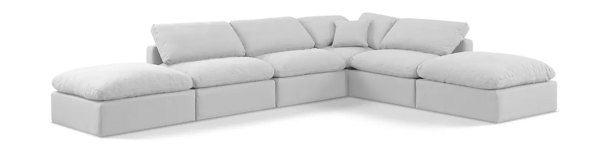 Indulge - Linen 6 Piece Modular Armless Sectional - White