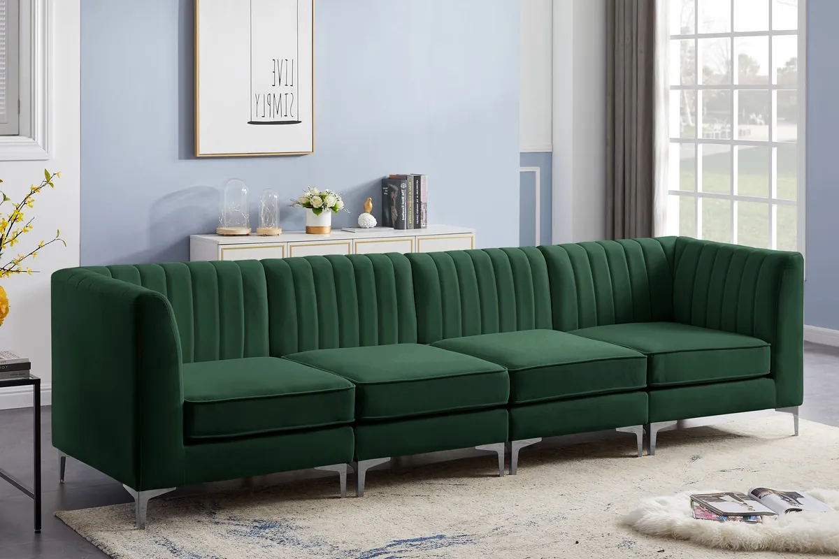 Alina - 4 Piece Modular Sectional - Green