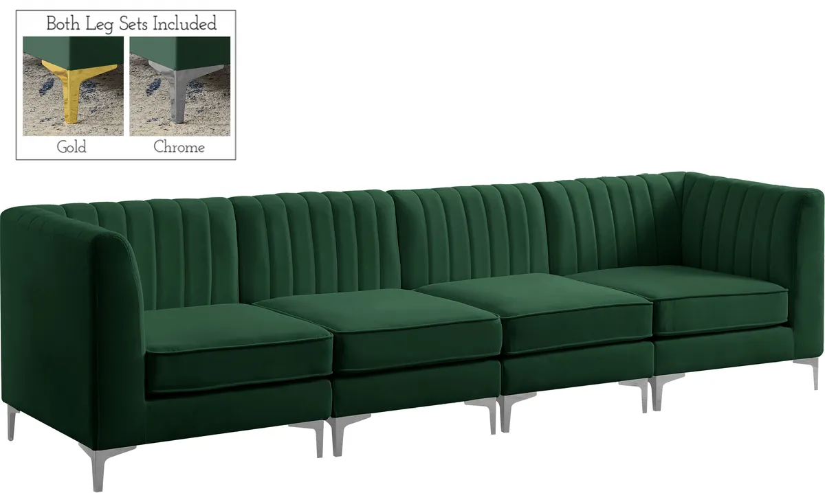 Alina - 4 Piece Modular Sectional - Green - View 2