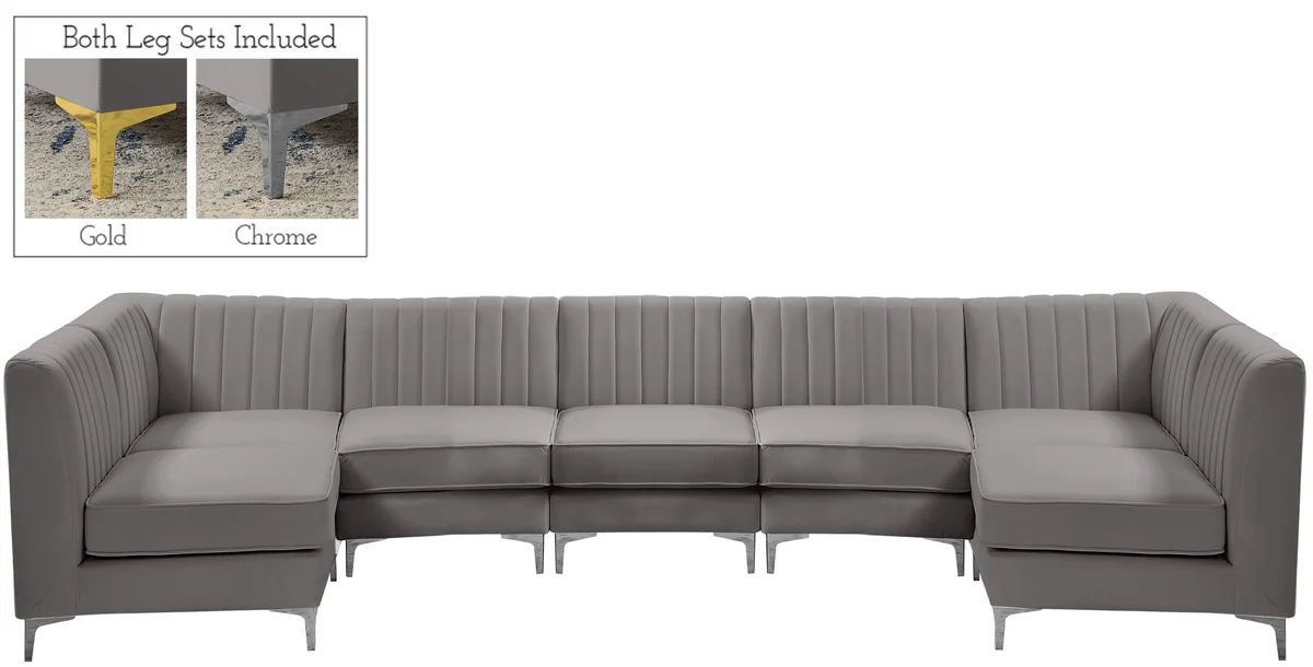 Alina - 7 Piece Modular Sectional - Gray - View 2