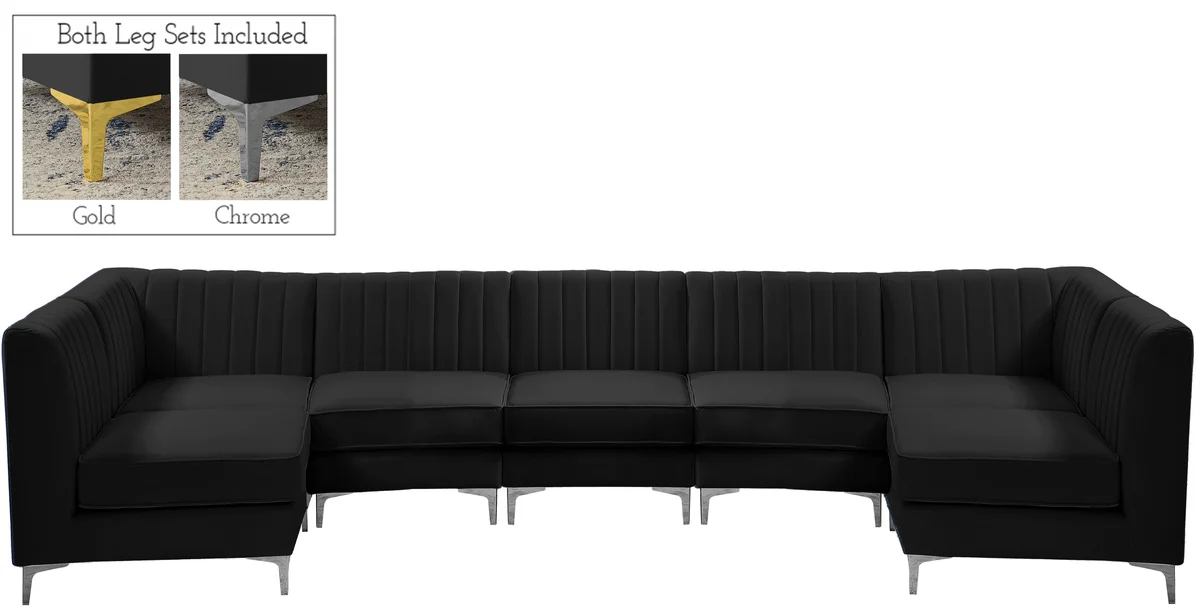Alina - 7 Piece Modular Sectional - Black - View 2