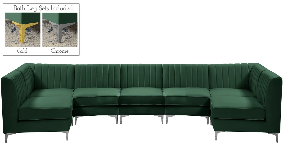 Alina - 7 Piece Modular Sectional - Green - View 2