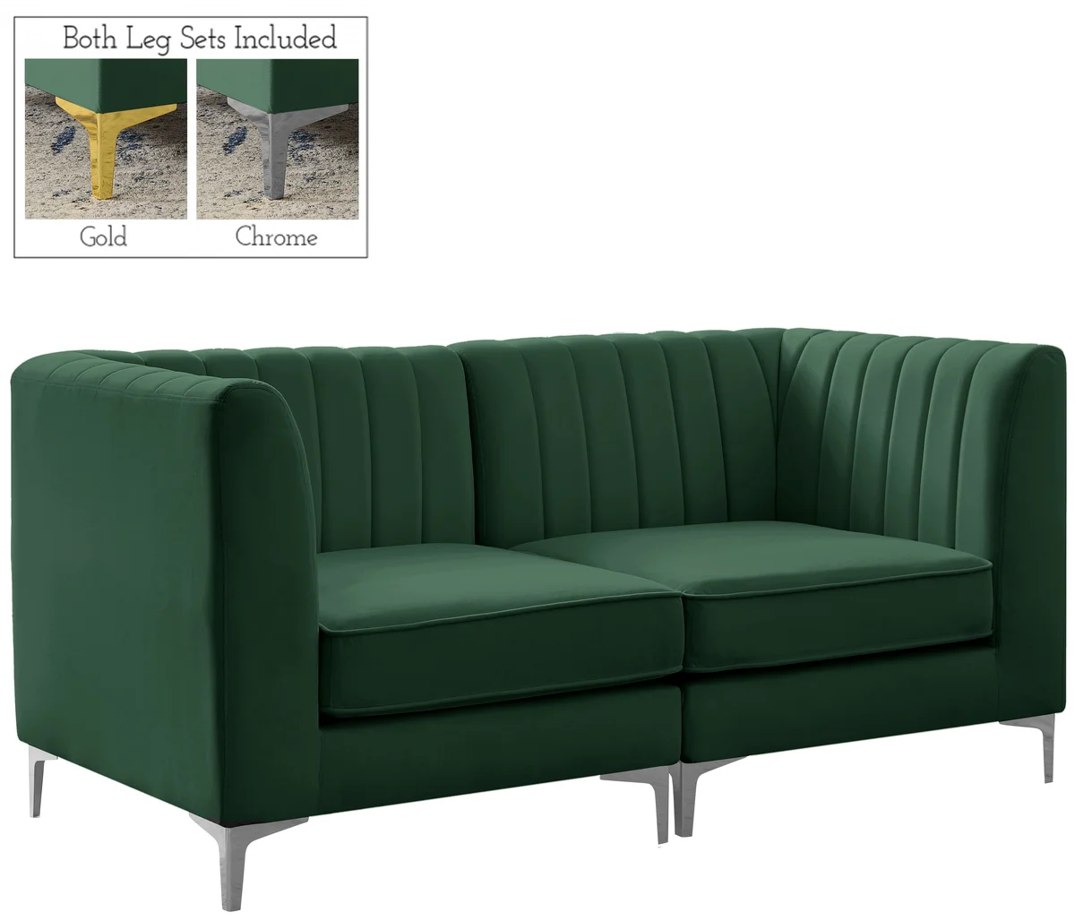 Alina - 2 Piece Modular Sectional - Green - View 2