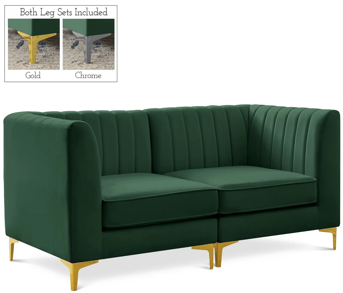 Alina - 2 Piece Modular Sectional - Green