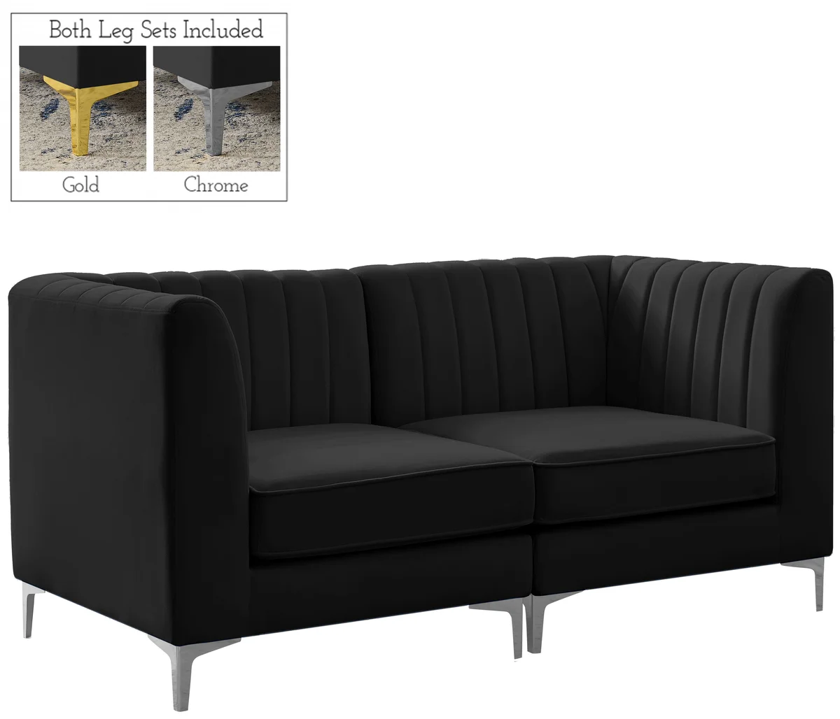 Alina - 2 Piece Modular Sectional - Black - View 2