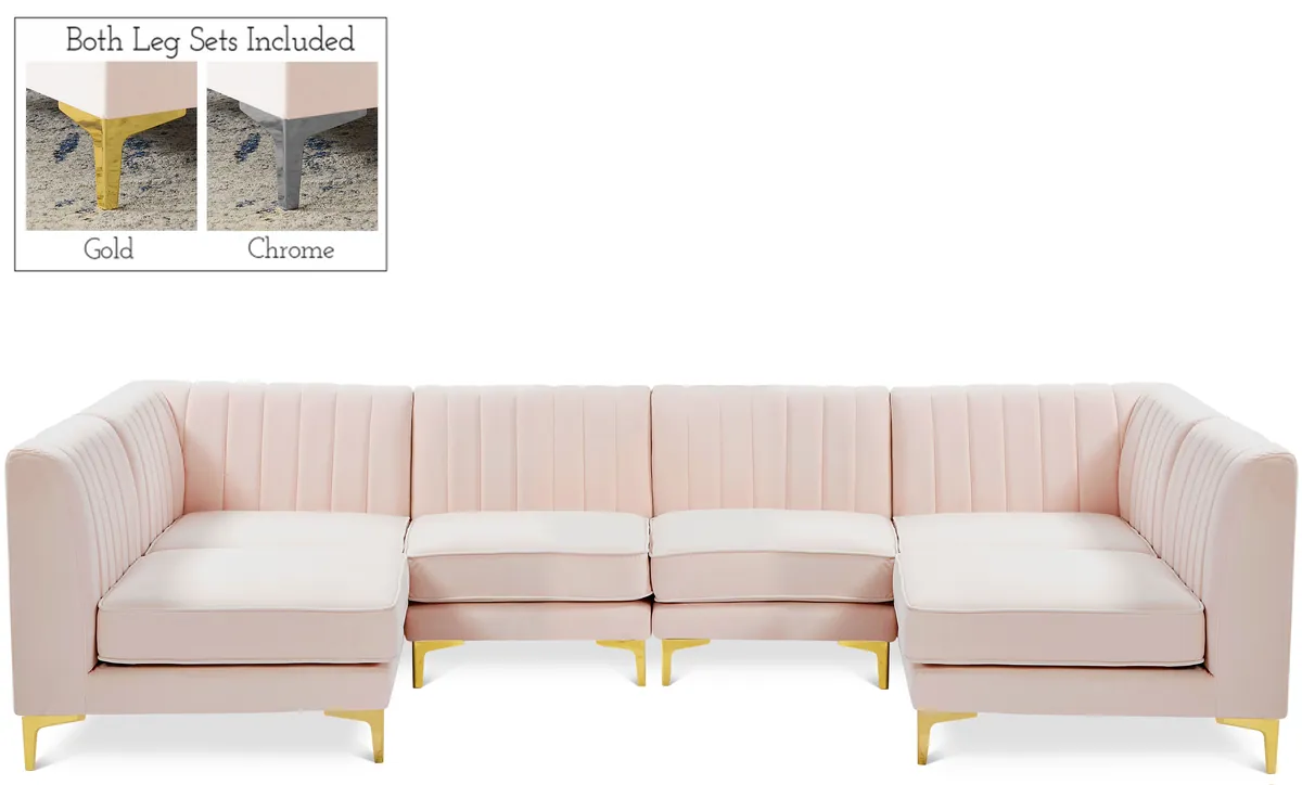 Alina - 6 Piece Modular U-Shaped Sectional - Pink