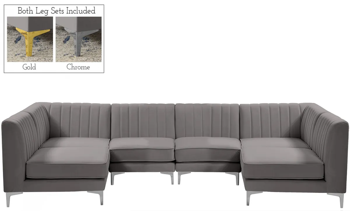 Alina - 6 Piece Modular U-Shaped Sectional - Gray - View 2