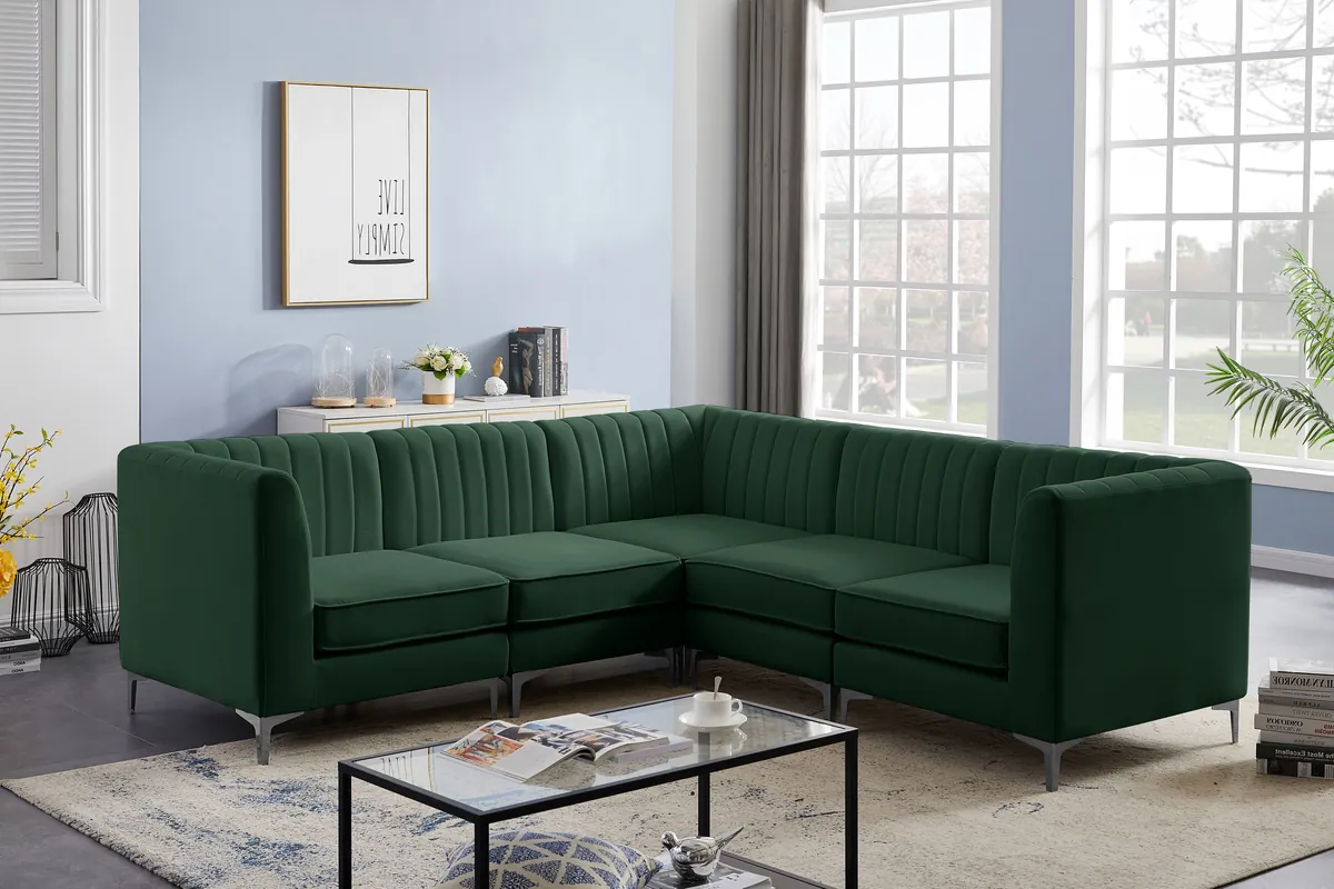 Alina - 5 Piece Modular Corner Sectional - Green