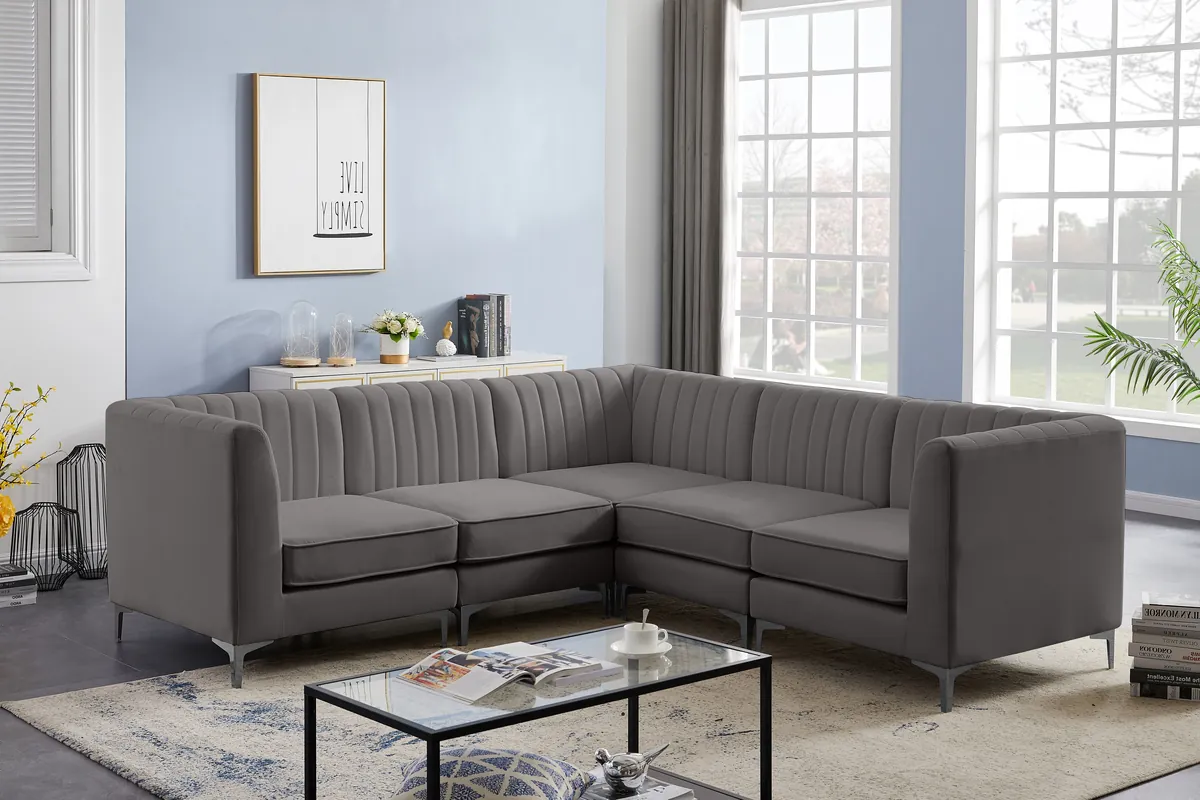 Alina - 5 Piece Modular Corner Sectional - Gray