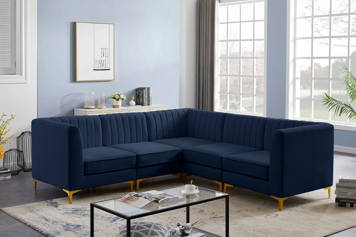 Alina - 5 Piece Modular Corner Sectional - Navy