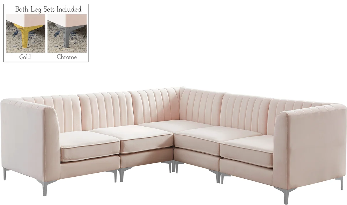 Alina - 5 Piece Modular Corner Sectional - Pink - View 2