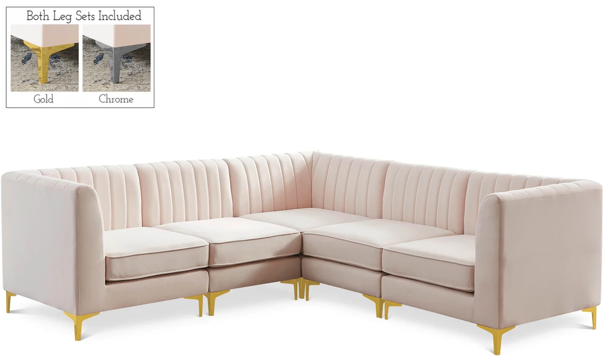 Alina - 5 Piece Modular Corner Sectional - Pink