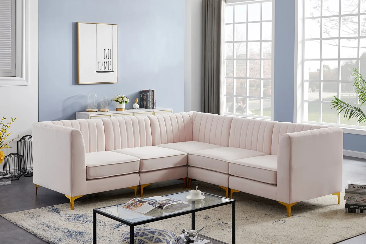 Alina - 5 Piece Modular Corner Sectional - Pink