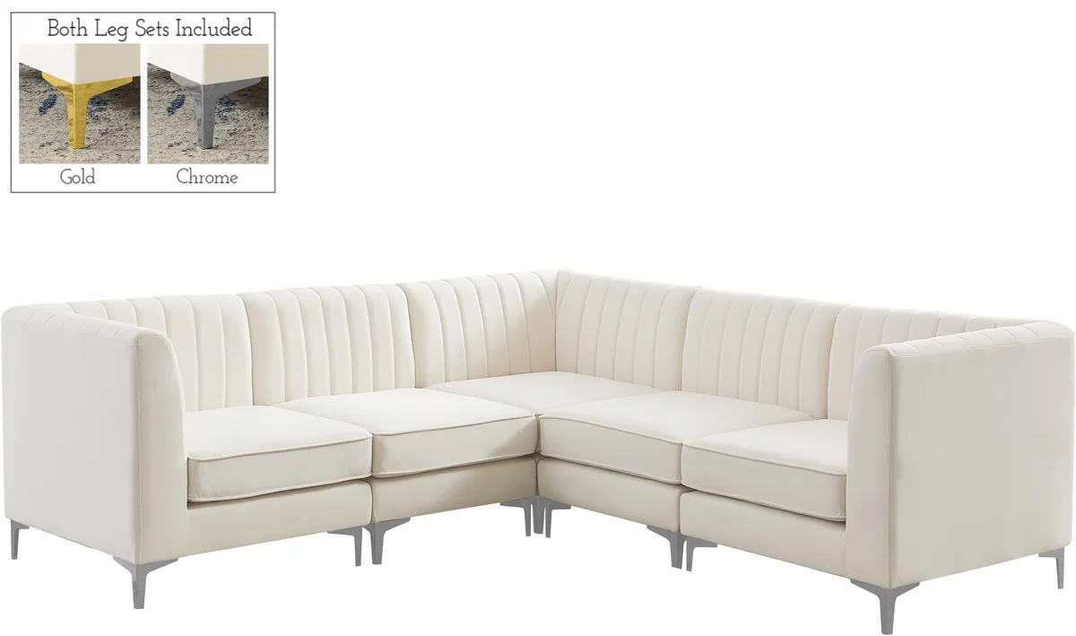 Alina - 5 Piece Modular Corner Sectional - Cream - View 2