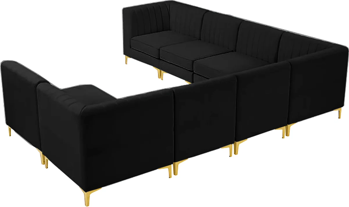 Alina - 8 Piece Velvet Modular Sectional - Black