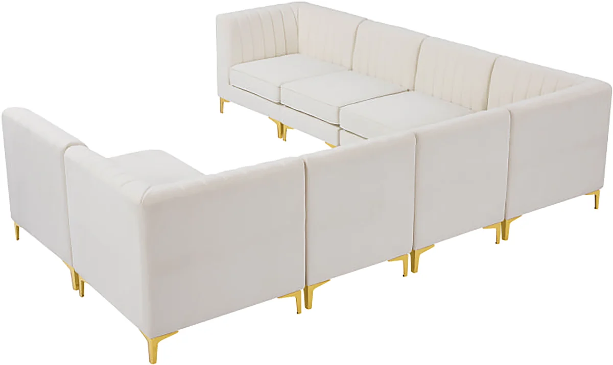 Alina - 8 Piece Velvet Modular Sectional - Cream