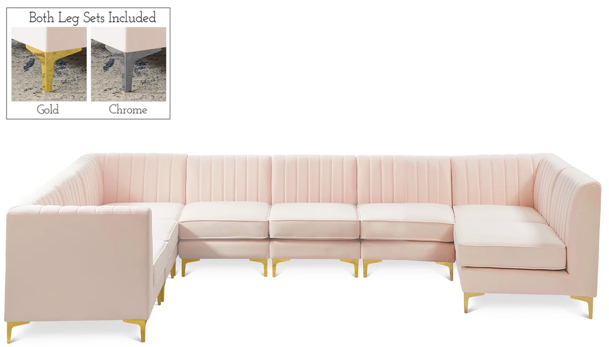 Alina - 8 Piece Velvet Modular Sectional - Pink