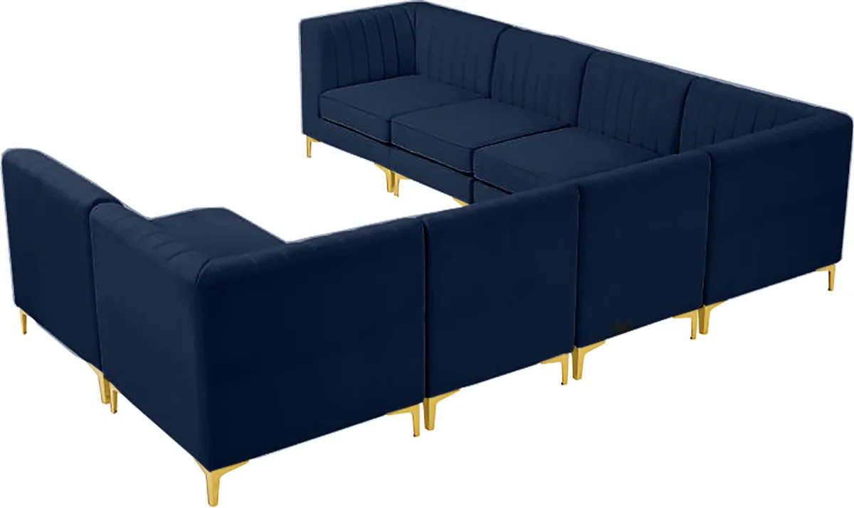 Alina - 8 Piece Velvet Modular Sectional - Navy