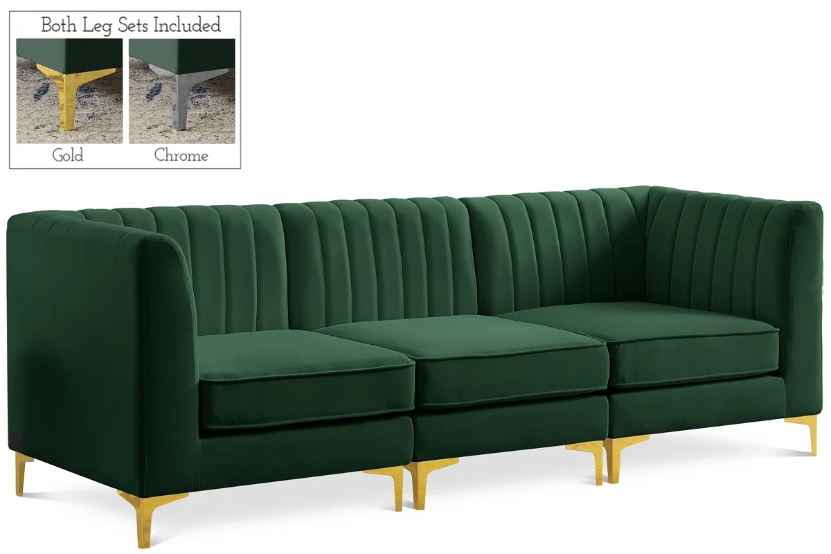 Alina - 3 Piece Modular Sectional - Green