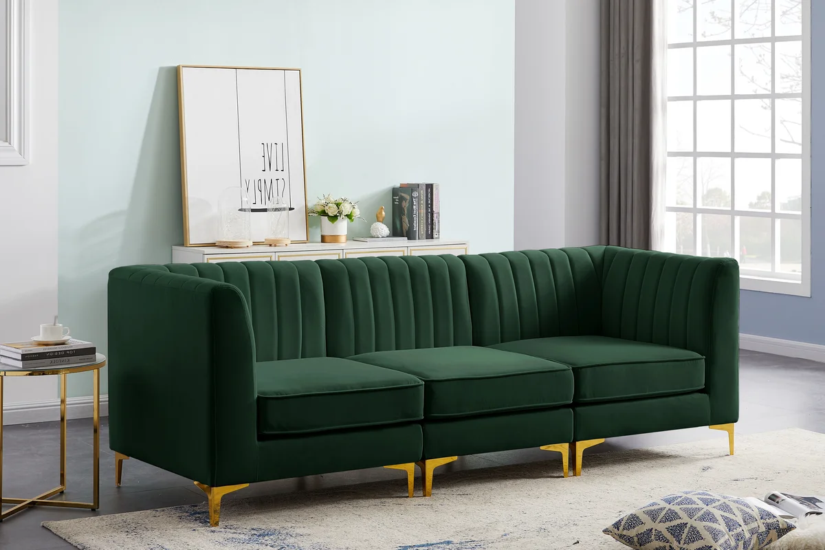 Alina - 3 Piece Modular Sectional - Green