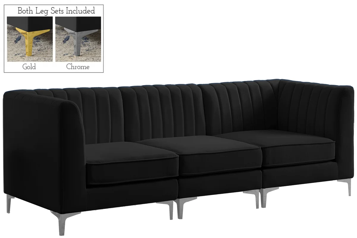 Alina - 3 Piece Modular Sectional - Black - View 2