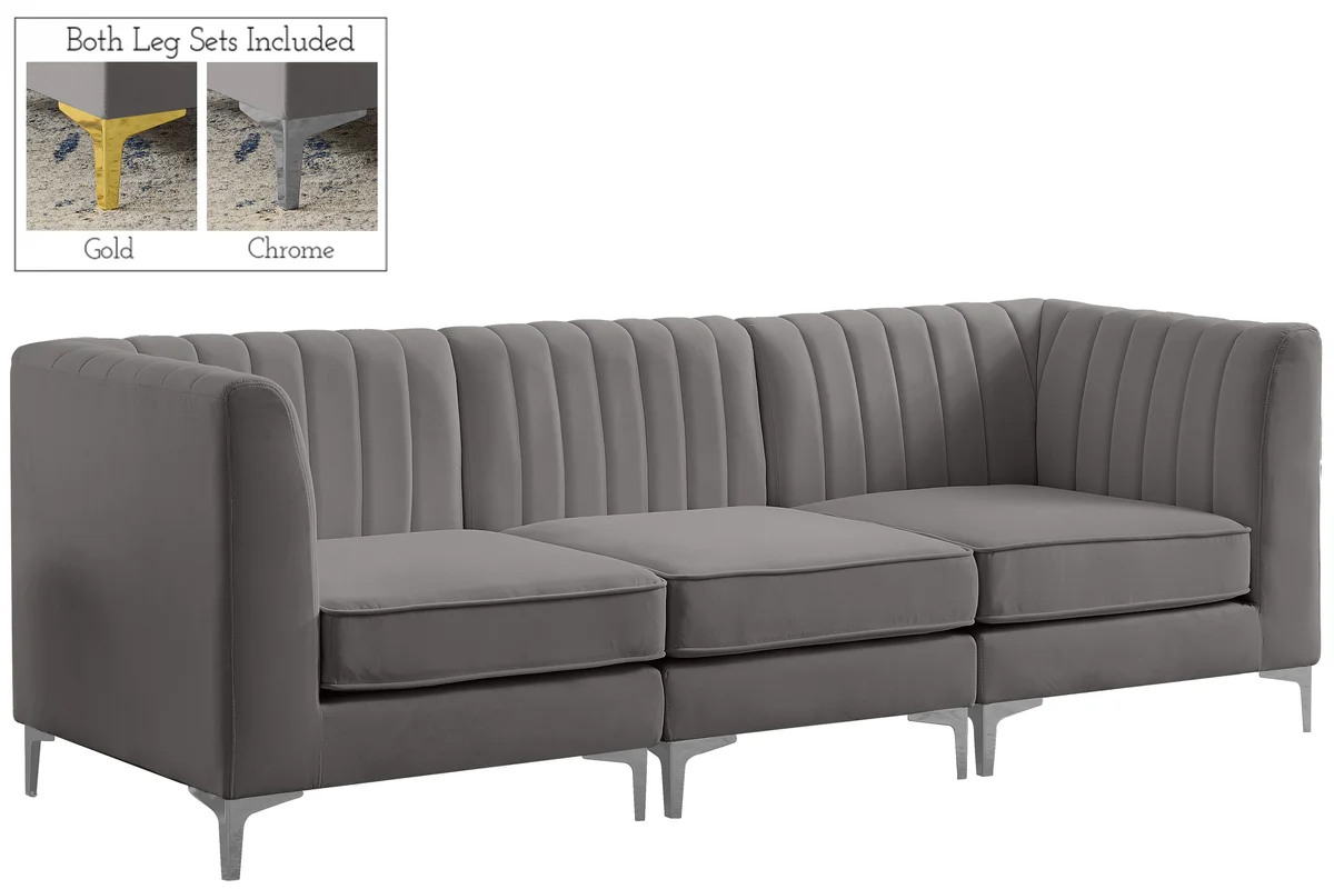 Alina - 3 Piece Modular Sectional - Gray - View 2