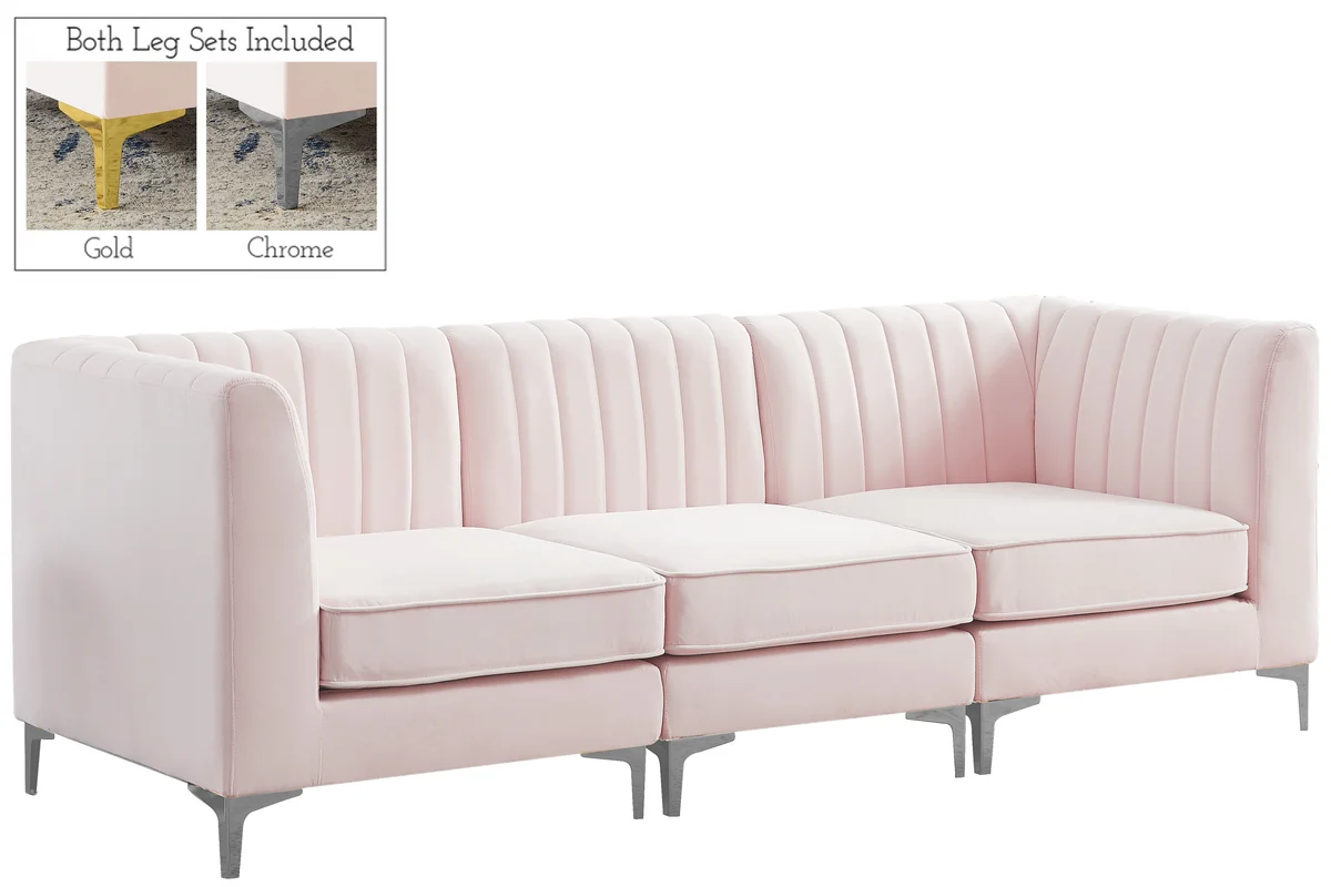 Alina - 3 Piece Modular Sectional - Pink - View 2