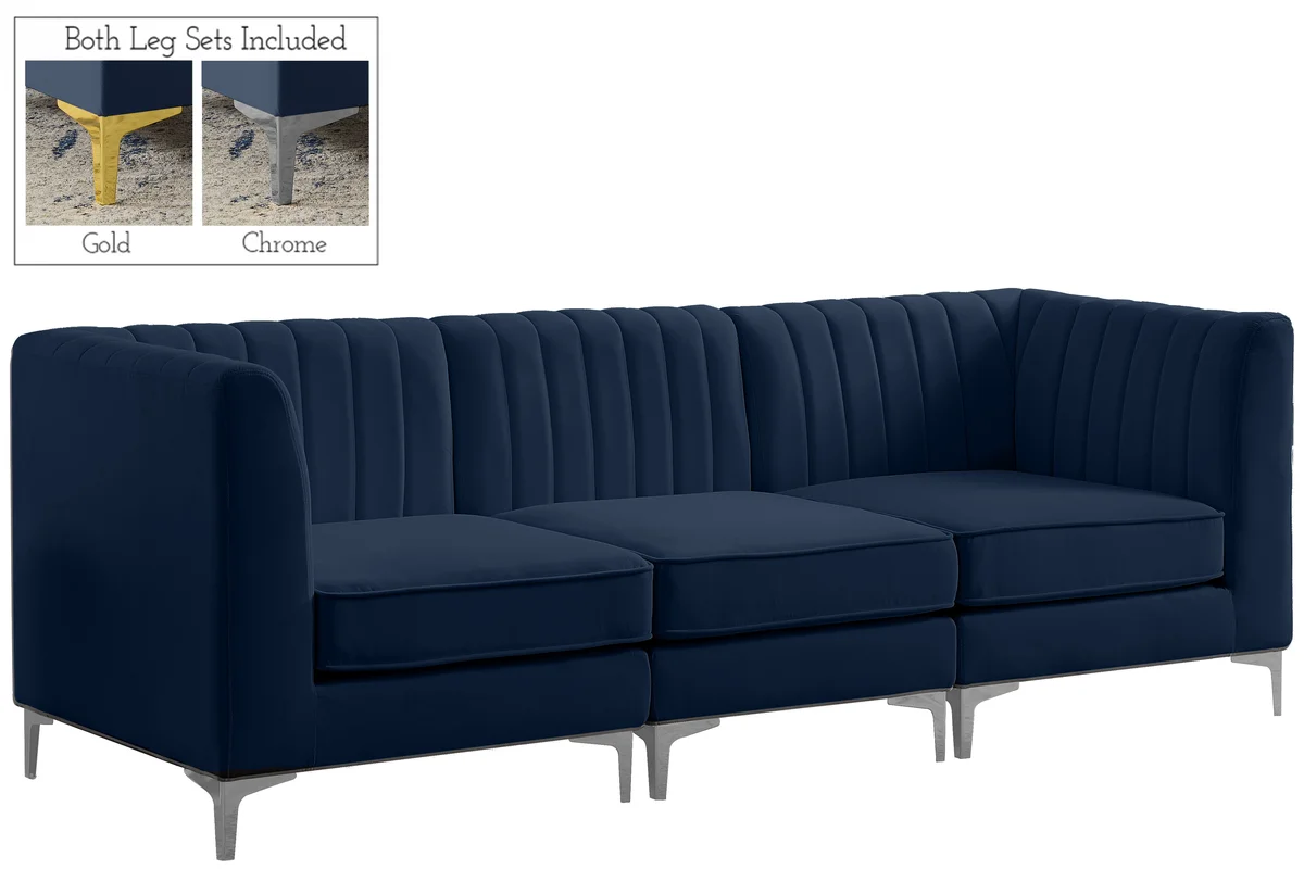 Alina - 3 Piece Modular Sectional - Navy - View 2