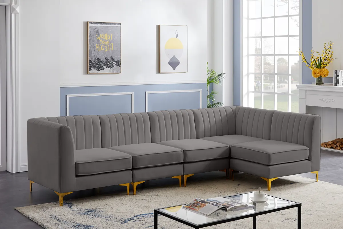Alina - 5 Piece Modular Sectional - Gray