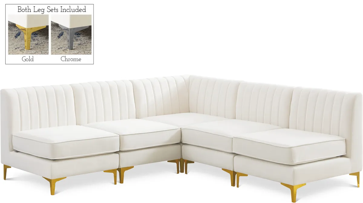 Alina - 5 Piece Modular Armless Sectional - Cream