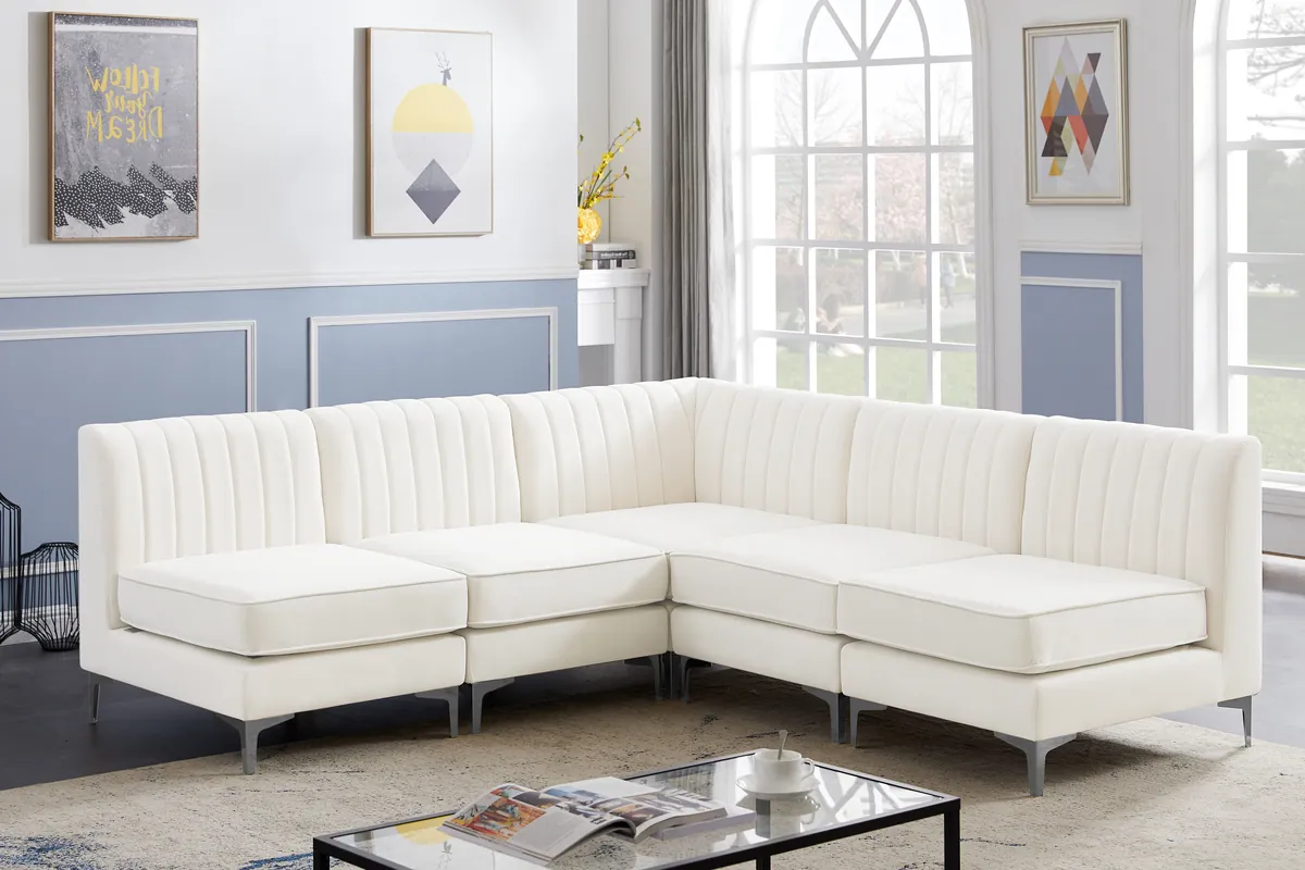 Alina - 5 Piece Modular Armless Sectional - Cream