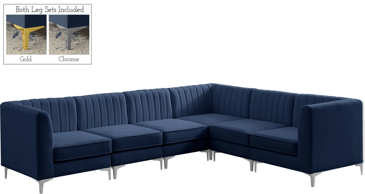 Alina - 6 Piece Modular Sectional - Navy - View 2