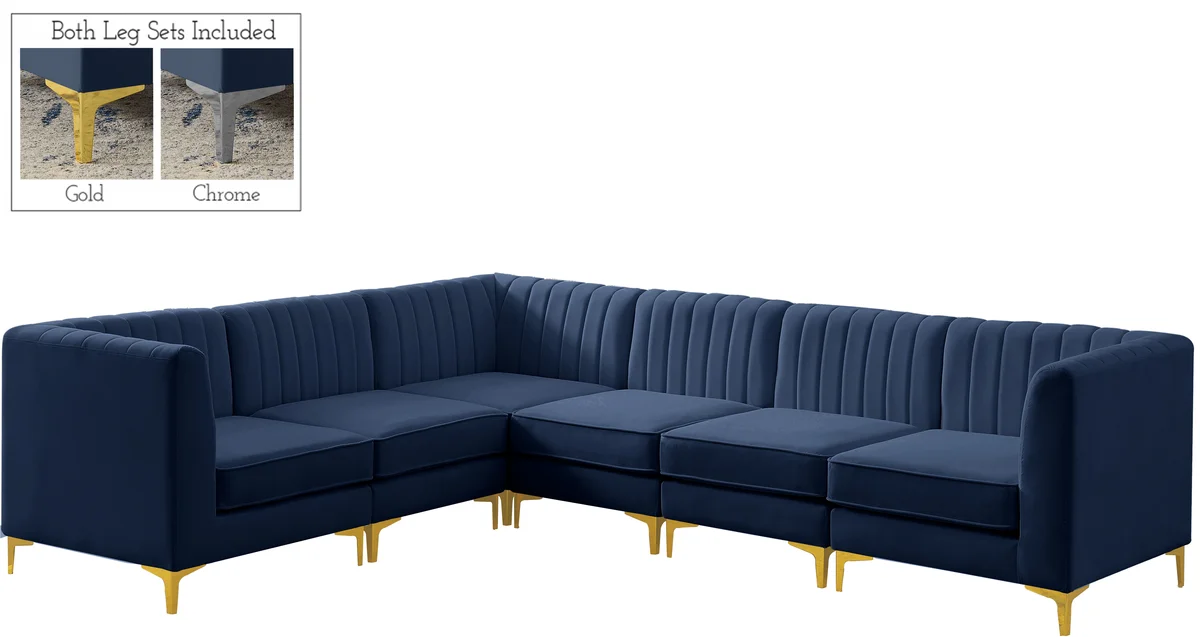 Alina - 6 Piece Modular Sectional - Navy