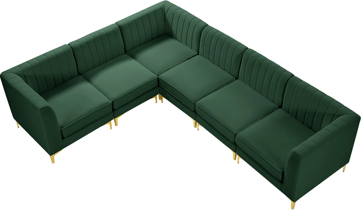 Alina - 6 Piece Modular Sectional - Green