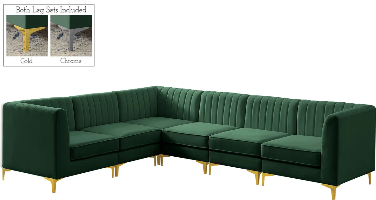 Alina - 6 Piece Modular Sectional - Green