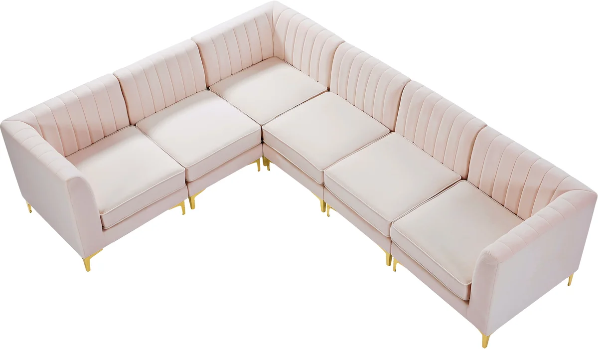 Alina - 6 Piece Modular Sectional - Pink