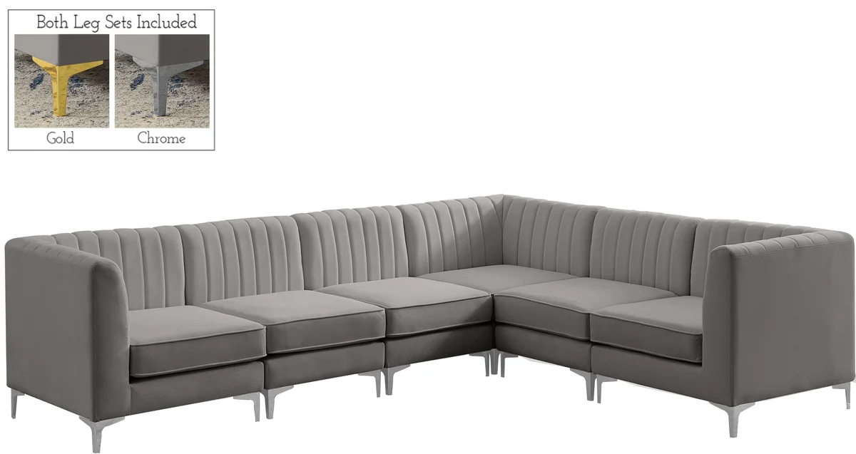 Alina - 6 Piece Modular Sectional - Gray - View 2