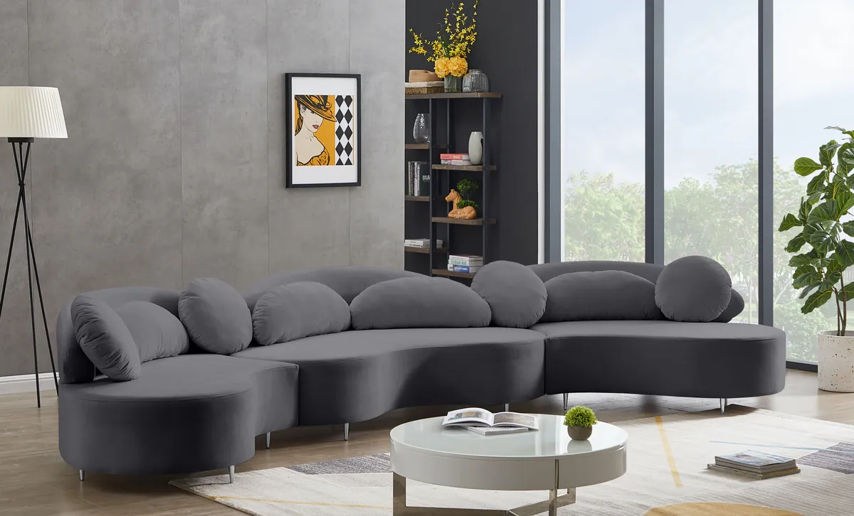 Vivacious - 3 Piece Sectional - Gray